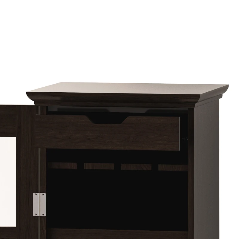 Modern Glass Door Wine Cabinet with Drawer and X-Shaped Wine Rack, Adjustable Shelves, 17.32"L x 15.24"W x 50.2"H, Brown