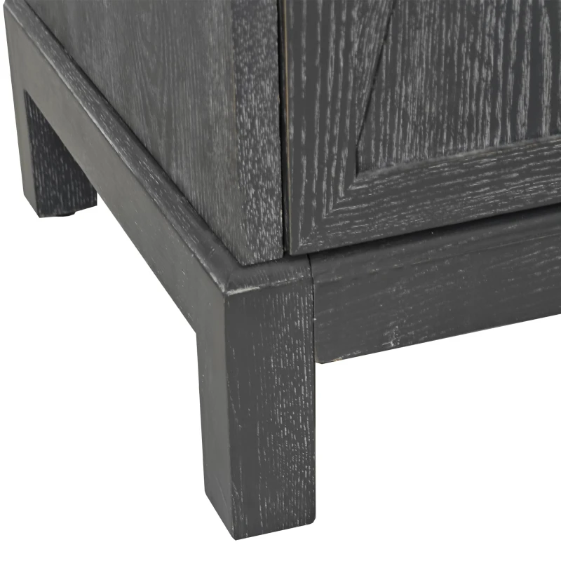 Modern 4-Door Cabinet with Mirrored Decorative Doors, Ample Storage, Easy Assembly, 59.84"L x 15.75"W x 31.89"H, Grey