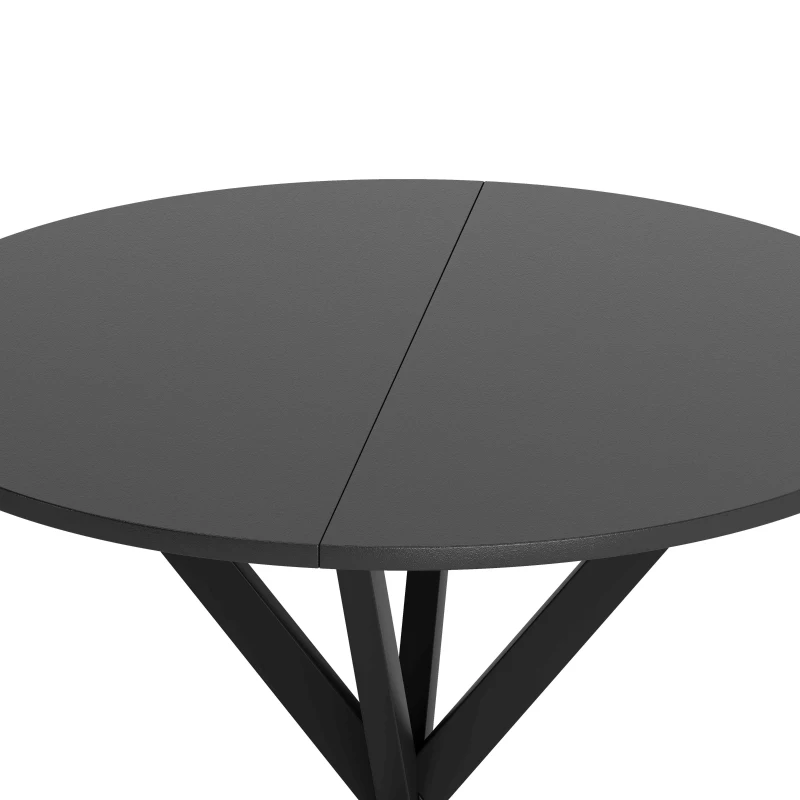 31.5'' Modern Round Dining Table with Crossed Legs, Two Piece Detachable Table Top, Matte Finish Iron Legs, Easy Assembly and Maintenance, Black