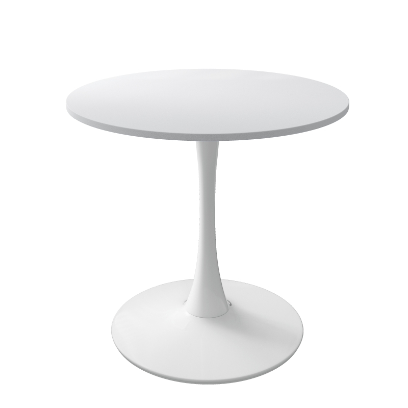 32" Modern Round Dining Table with MDF Top and Metal Base, Sturdy and Easy to Assemble, 220 lbs Weight Capacity, White