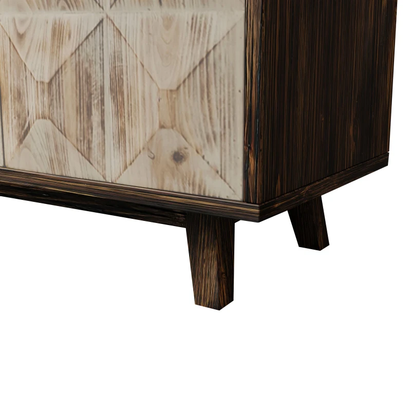 59.84" Vintage Sideboard, 4-Door Freestanding Storage Cabinet with Adjustable Shelves and Metal Handles for Living Room, Office, Bedroom, 59.84"L x 15.75"W x 32.09"H, Natural