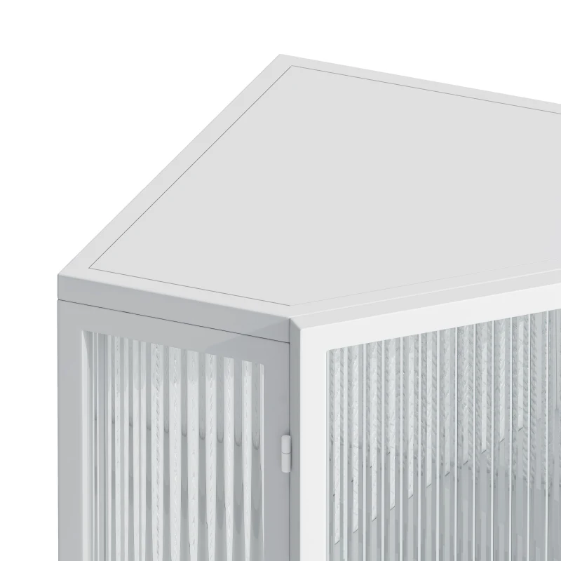22.25" Floor Corner Cabinet with Tempered Glass Door, Storage Shelves for Bathroom, Living Room, Bedroom, Easy Assembly, 31.5" H, White