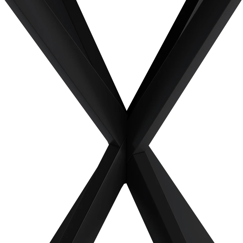 31.5'' Modern Round Dining Table with Crossed Legs, Two Piece Detachable Table Top, Matte Finish Iron Legs, Easy Assembly and Maintenance, Black