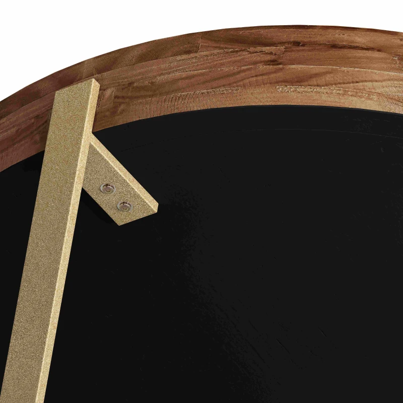 33.86" Modern Retro Splicing Round Coffee Table, Fir Wood Table Top with Gold Cross Legs Base, Easy Assembly and Maintenance, Gold