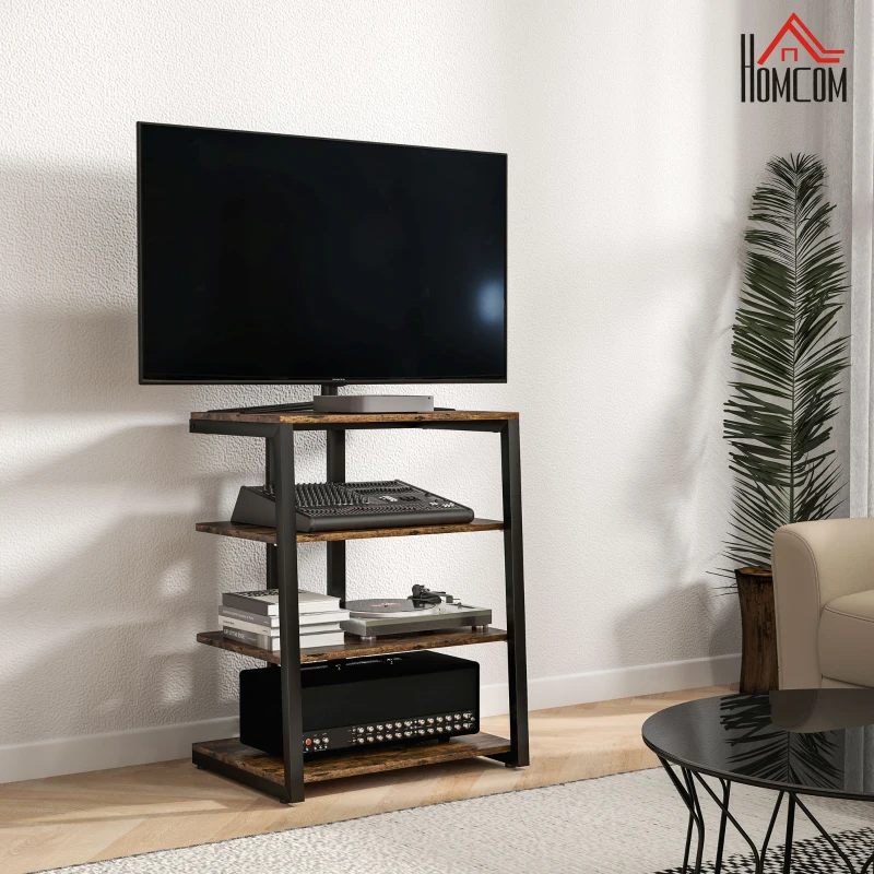 HOMCOM TV Stand Cabinet for 28" TVs with Adjustable Shelves and Extension Lead Holder for Living Room, Rustic Brown