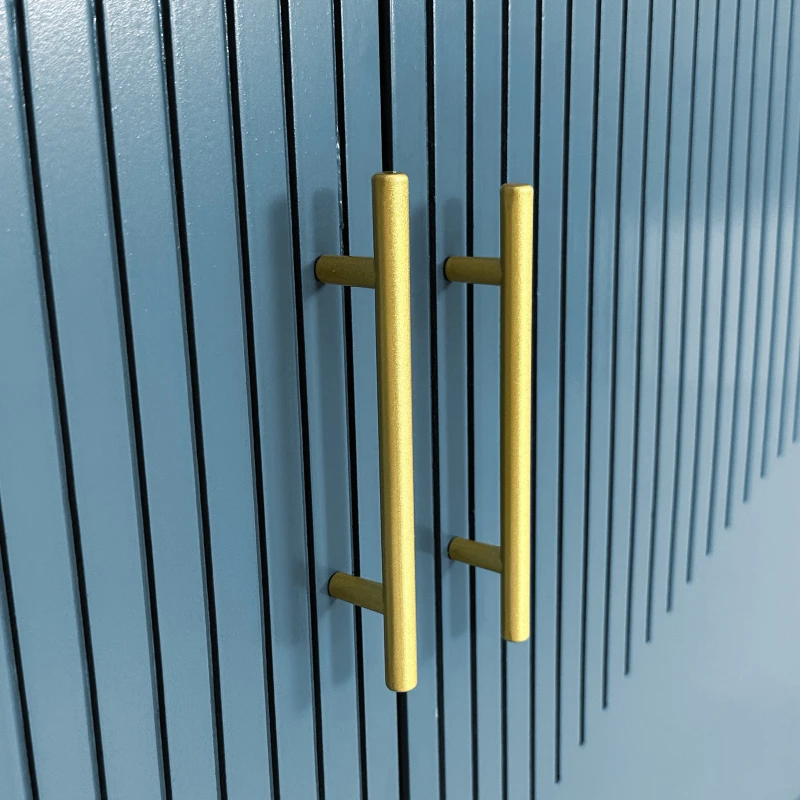 70.07'' Large 4-Door Cabinet, Solid Wood and MDF, Adjustable Shelves, 330 lbs Weight Capacity, for Living Room, Kitchen, Bedroom, Hallway, Olive Green