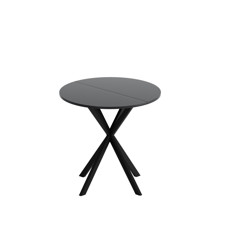 31.5'' Modern Round Dining Table with Crossed Legs, Two Piece Detachable Table Top, Matte Finish Iron Legs, Easy Assembly and Maintenance, Black
