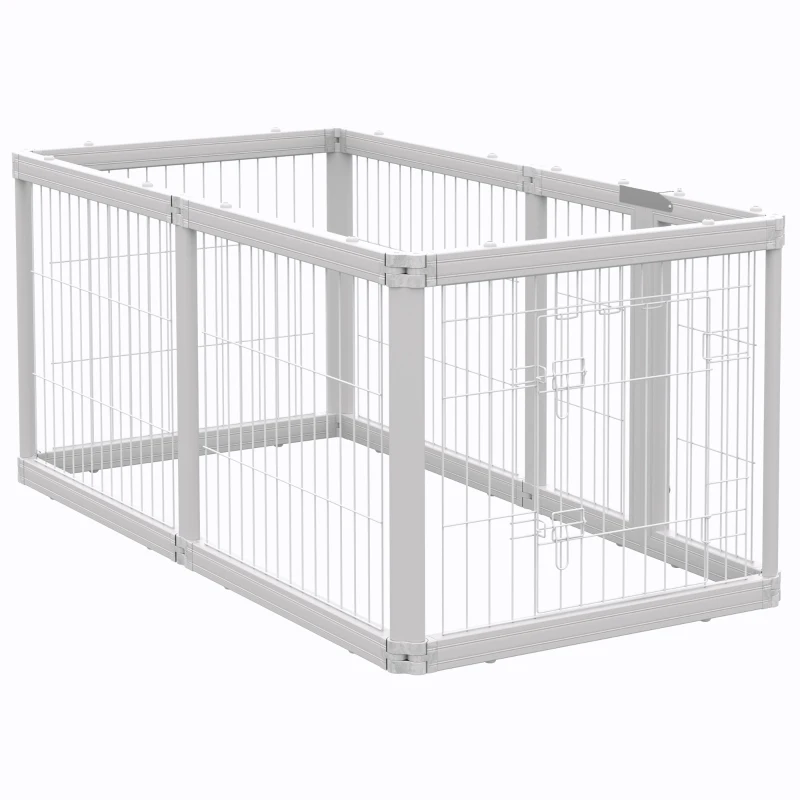 PawHut Dog Playpen, 6 Panels 24.5" Heavy Duty Pet Playpen, Foldable Dog Exercise Pen with Door Indoor Outdoor, White