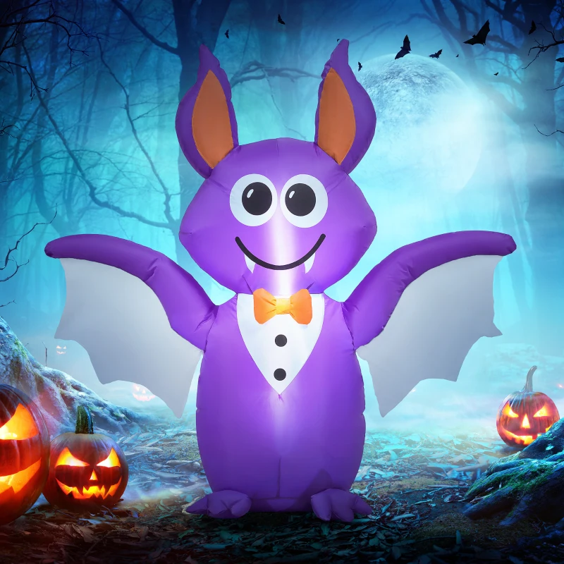 Outsunny 6ft Inflatable Halloween Bat, Blow Up LED  Display for Garden Indoor Outdoor