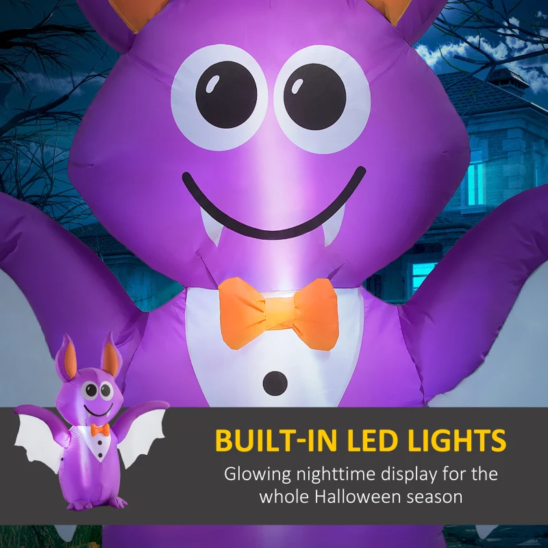 Outsunny 6ft Inflatable Halloween Bat, Blow Up LED  Display for Garden Indoor Outdoor