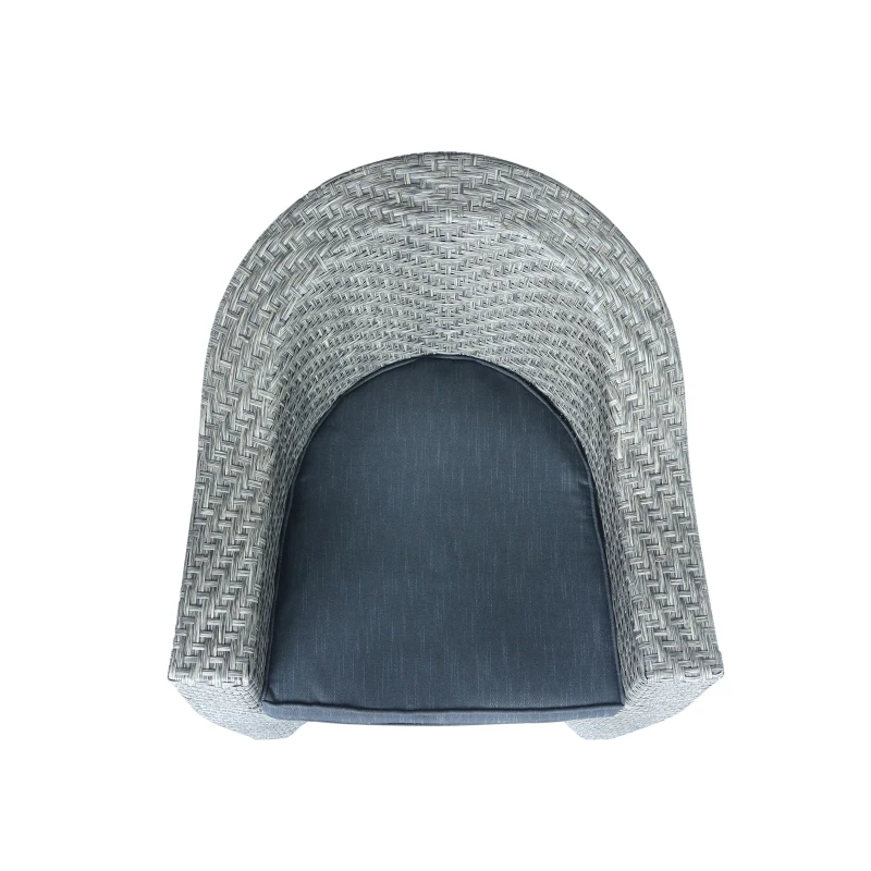 Modern Wicker Patio Chair with Water-Resistant Cushions, Swivel Chair, No Assembly Required, 28.25" x 28" x 29.5", Gray+Black