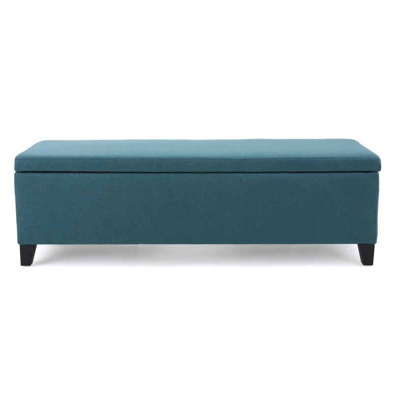 Storage Ottoman with Cushioned Top, Sturdy Frame, and Space-Saving Design, 51" L x 17.25" W x 16.5" H, Teal