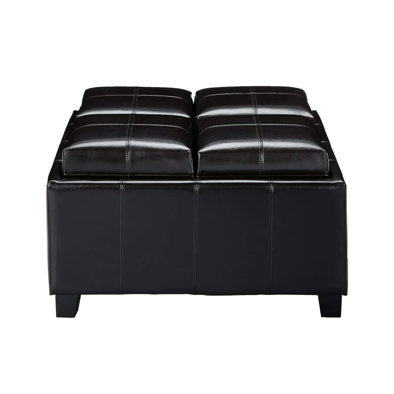 Storage Ottoman with Cushioned Top, Sturdy Frame, and Space-Saving Design, 35" L x 35" W x 19" H, Chocolate