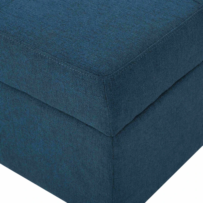 Storage Ottoman with Tufted Waffle Stitch, Contemporary Design, Ample Storage Space, Rolling Casters, 31" L x 31" W x 15.25" H, Navy Blue