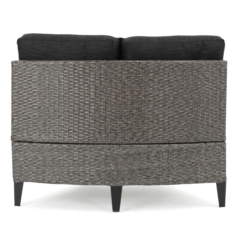 Single Sofa Set of 2, Polyethylene Rattan Wicker, Iron Frame, Water Resistant Cushions, Easy to Assemble, 40.5"x29.25"x27.5", Black+Gray