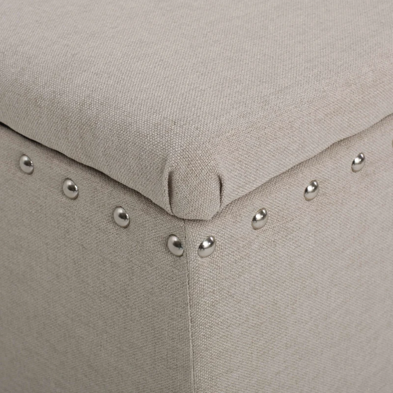 Fabric Storage Ottoman Bench with Solid Wood Construction, Versatile Seating and Storage, 42" L x 18.25" W x 18.25" H, Wheat
