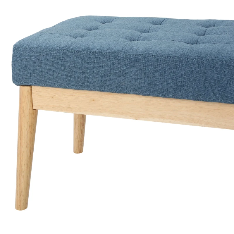 Fabric Ottoman with Cushioned Top, Sturdy Frame, and Space-Saving Design, 43.5" L x 15.75" W x 17" H, Blue
