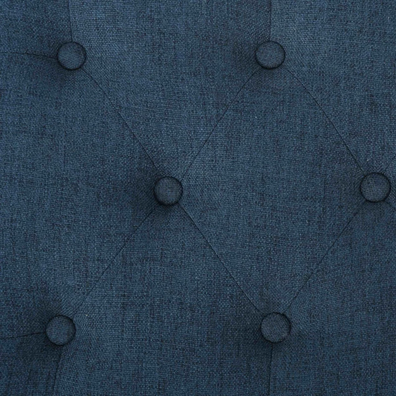 Storage Ottoman with Tufted Top and Dark Wooden Legs, Multi-Functional Suede Upholstery, 40.75" L x 19.25" W x 17.25" H, Navy Blue