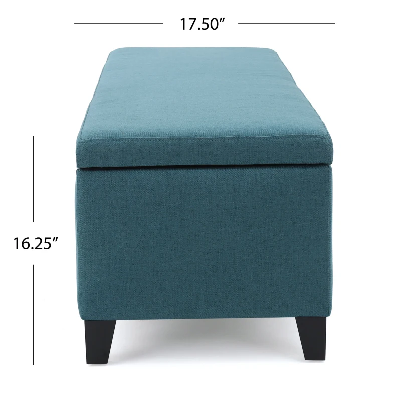 Storage Ottoman with Cushioned Top, Sturdy Frame, and Space-Saving Design, 51" L x 17.25" W x 16.5" H, Teal