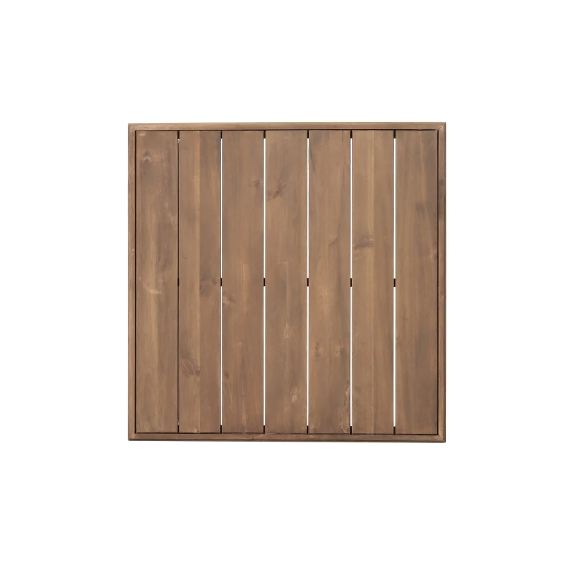 Rustic Acacia Wood Coffee Table with Slat Design and Sled Legs, Outdoor Patio Furniture, 27.5" L x 27.5" W x 11.5" H Brown