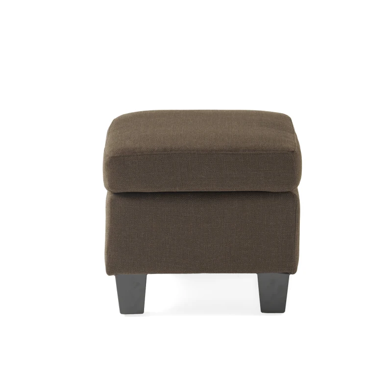 Fabric Ottoman with Contemporary Design, Smooth Upholstery, Versatile Use, Birch Wood Legs, 24" W x 18" D x 16" H, Chocolate