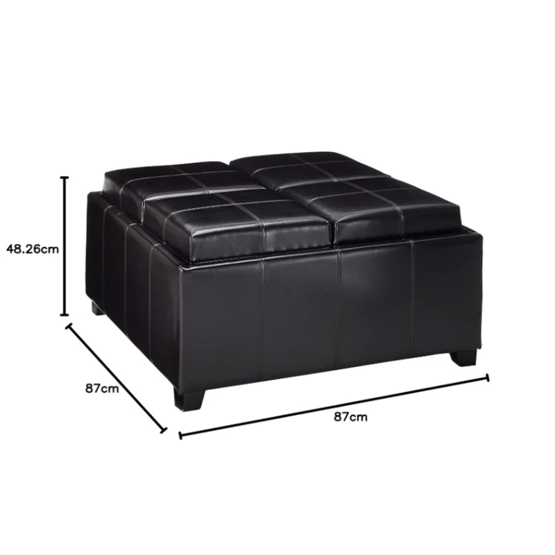 Storage Ottoman with Cushioned Top, Sturdy Frame, and Space-Saving Design, 35" L x 35" W x 19" H, Chocolate