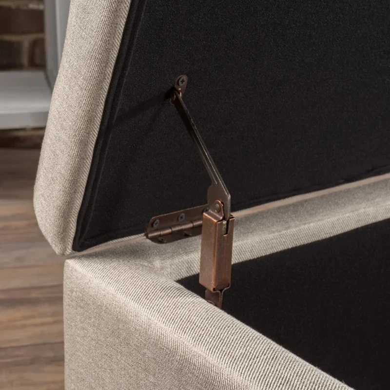 Storage Ottoman with Tufted Waffle Stitching, Nailhead Trim, Contemporary Design, and Ample Storage Space, 50.85" L x 19.65" W x 15.75" H, Beige