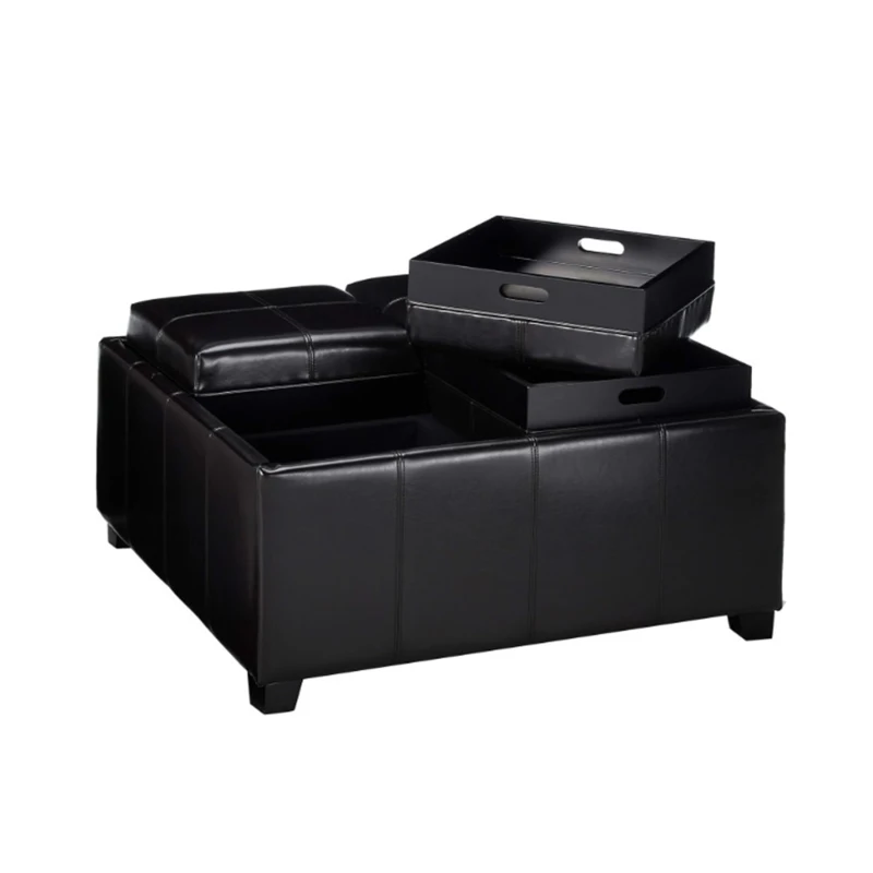 Storage Ottoman with Cushioned Top, Sturdy Frame, and Space-Saving Design, 35" L x 35" W x 19" H, Chocolate