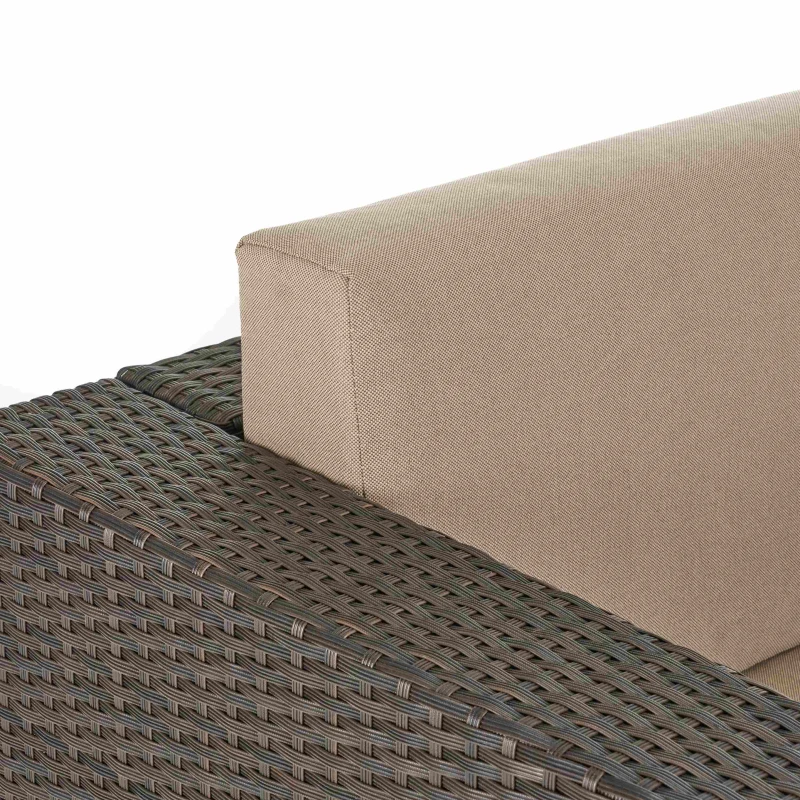 Outdoor Wicker Club Chair with Water Resistant Cushions, Swivel Chair, 33.5" L x 31.5" W x 27.75" H, Brown+Beige