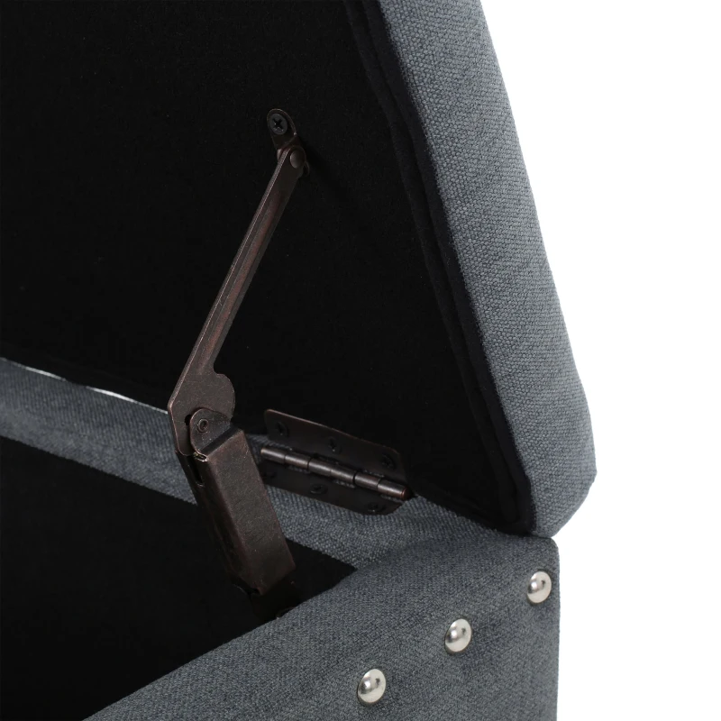 Fabric Storage Ottoman Bench with Solid Wood Construction, Versatile Seating and Storage, 42" L x 18.25" W x 18.25" H, Charcoal