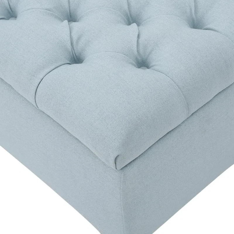 Storage Ottoman with Contemporary Design, Upholstered Seating, Versatile Storage Bench, 51" L x 17.5" W x 17" H, Blue