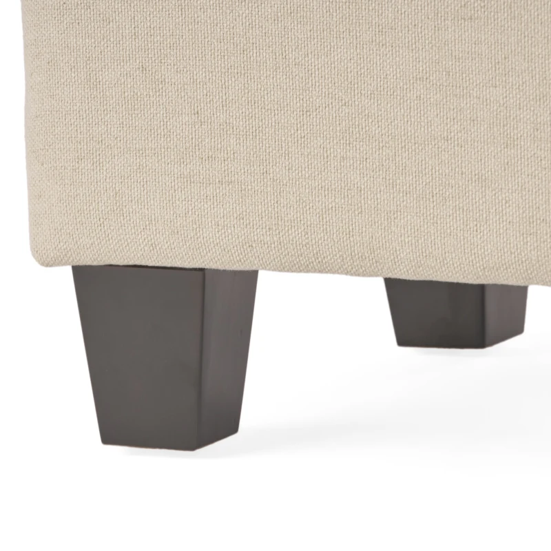 Fabric Ottoman with Smooth Upholstery, Contemporary Design, Versatile Use, Birch Wood Legs, 24" x 18" x 16", Linen