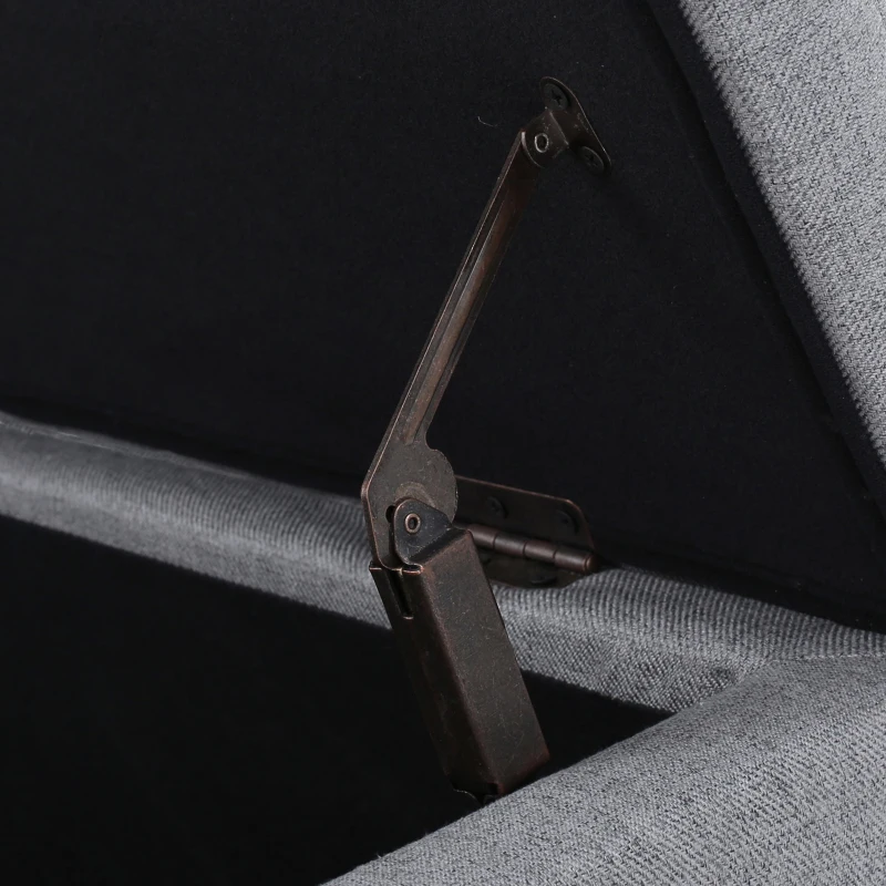 Storage Ottoman with Cushioned Top, Sturdy Frame, and Space-Saving Design, 51" L x 17.25" W x 16.5" H, Gray