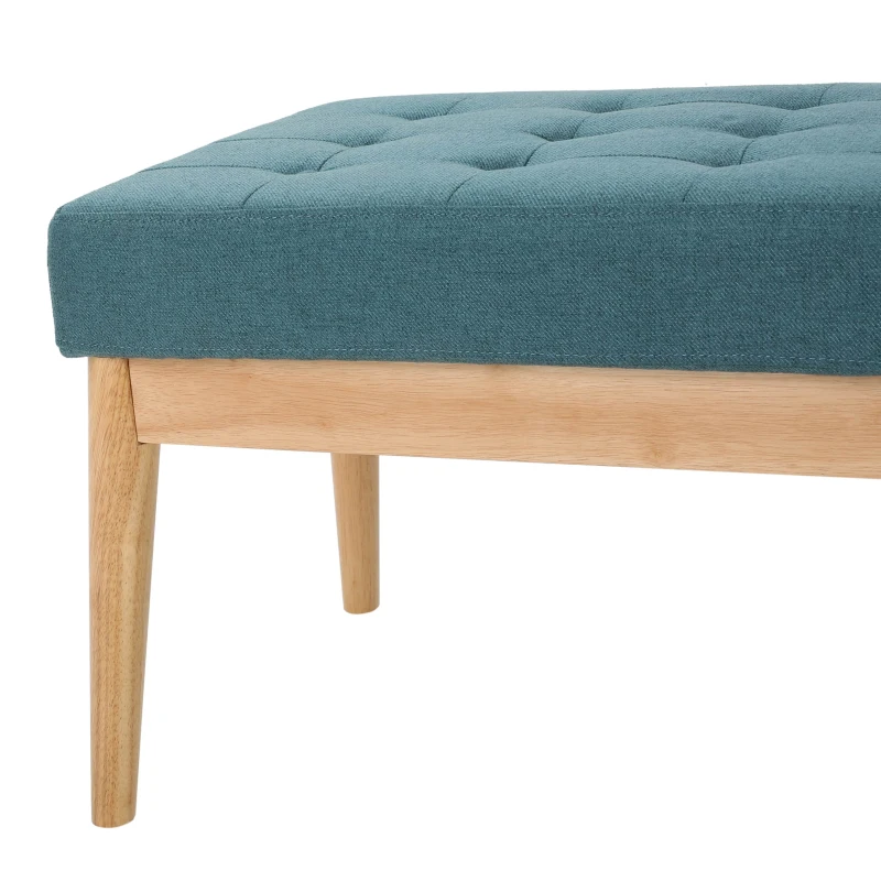 Fabric Ottoman with Cushioned Top, Sturdy Frame, and Space-Saving Design, 43.5" L x 17" W x 17" H, Teal