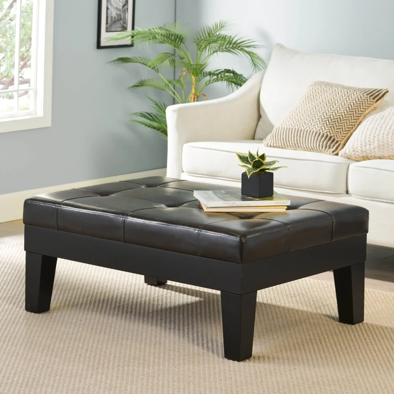 Ottoman with Drawer, Plush Comfort, Versatile Design, Durable Build, Compact and Portable, 40.5" x 29.5" x 17.75", Dark Coffee