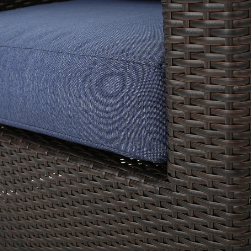 Vinsetto Swivel Club Chair with Hand-Crafted Wicker and Aluminum, Weather-Resistant Polyester Cushions, No Assembly Required, 32.5" L x 31.25" W x 31" H, Brown