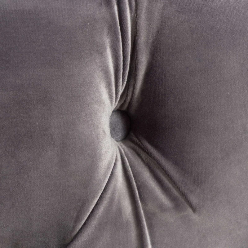 Modern Glam Round Velvet Ottoman with Cushioned Top, Sturdy Frame, and Space-Saving Design, 29.5" L x 29.5" W x 18" H, Gray