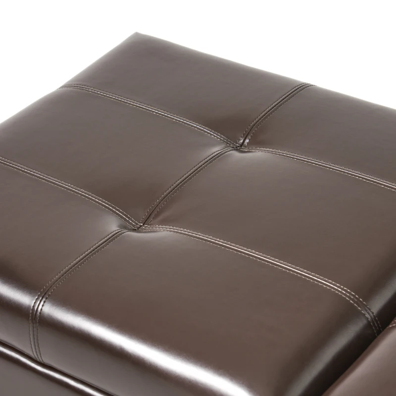 Storage Ottoman with Cushioned Top, Sturdy Frame, and Space-Saving Design, 46.5" L x 20.75" W x 17.25" H, Chocolate