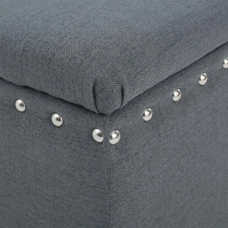 Fabric Storage Ottoman Bench with Solid Wood Construction, Versatile Seating and Storage, 42" L x 18.25" W x 18.25" H, Charcoal