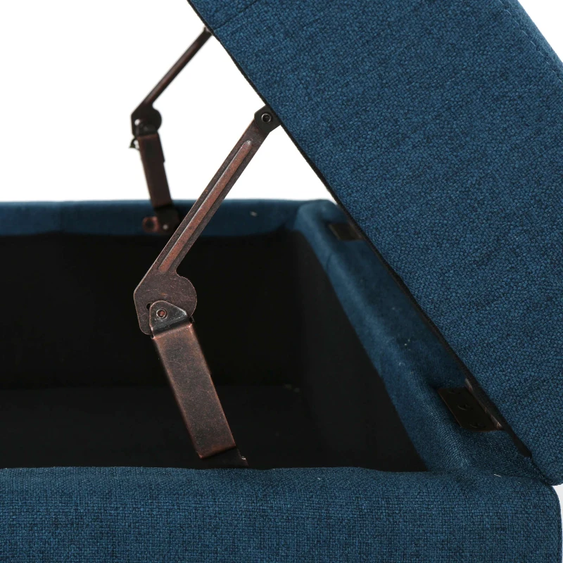 Storage Ottoman with Tufted Waffle Stitch, Contemporary Design, Ample Storage Space, Rolling Casters, 31" L x 31" W x 15.25" H, Navy Blue