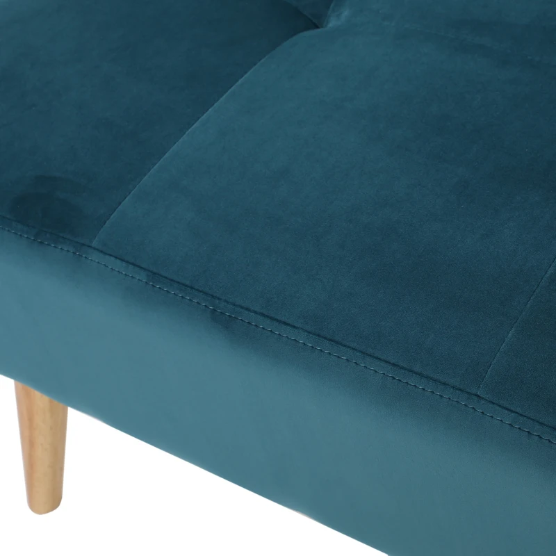 Velvet Ottoman with Cushioned Top, Sturdy Frame, and Space-Saving Design, 30.5" L x 30.5" W x 17" H, Teal