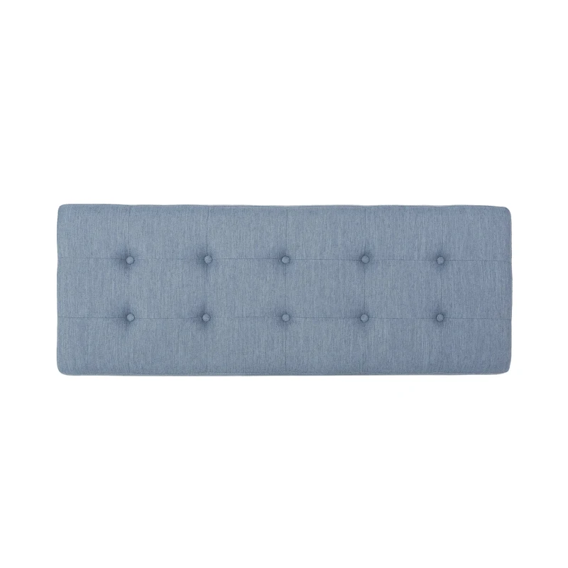 Ottoman with Cushioned Top, Sturdy Frame, and Space-Saving Design, 47.25" L x 17.5" W x 16.5" H, Light Blue