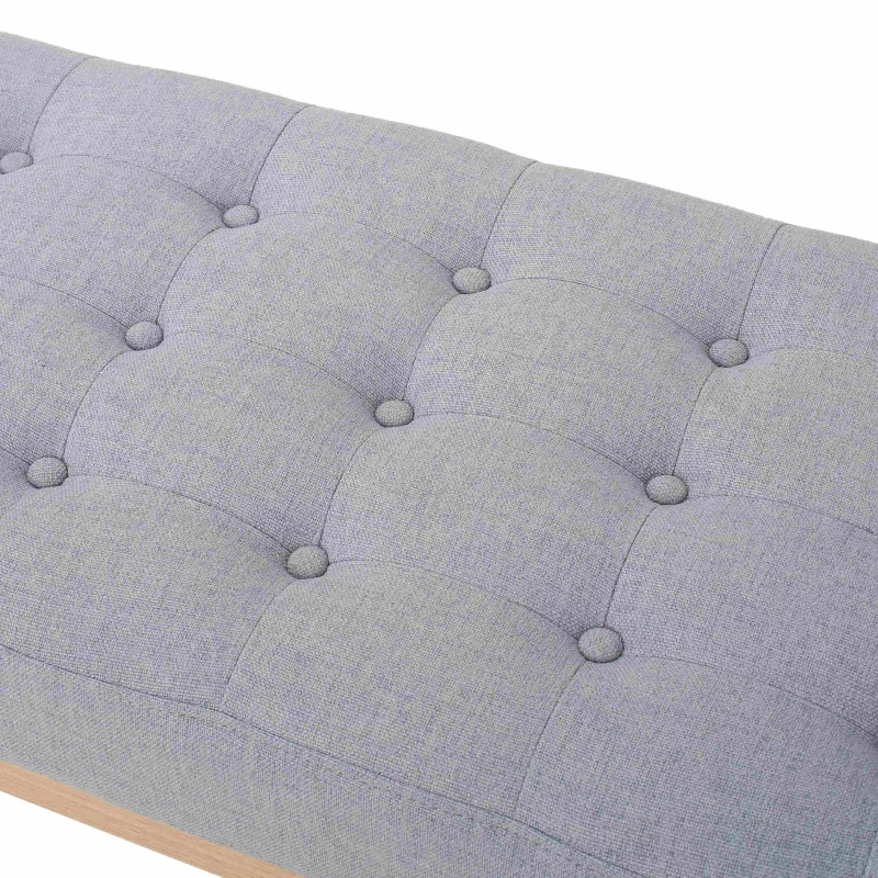 Fabric Ottoman with Cushioned Top, Sturdy Frame, and Space-Saving Design, 43.5" L x 15.75" W x 17" H, Light Gray