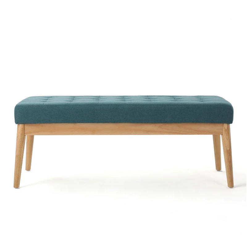 Fabric Ottoman with Cushioned Top, Sturdy Frame, and Space-Saving Design, 43.5" L x 17" W x 17" H, Teal