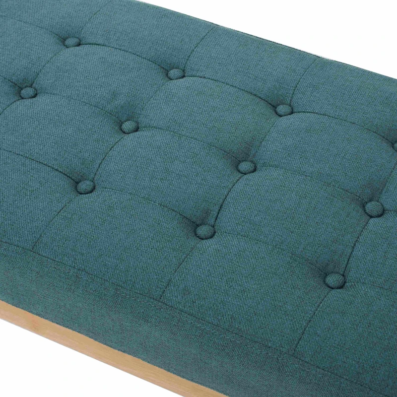 Fabric Ottoman with Cushioned Top, Sturdy Frame, and Space-Saving Design, 43.5" L x 17" W x 17" H, Teal