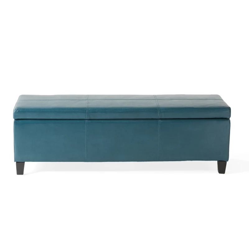 Storage Ottoman with Contemporary Design, Upholstered Seating, Versatile Storage Bench, 51.25" L x 17.5" W x 16.25" H, Teal