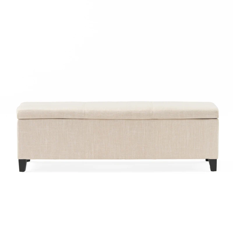Storage Ottoman with Contemporary Design, Upholstered Seating, Versatile Storage Bench, 51.25" L x 17.5" W x 16.25" H, Light beige