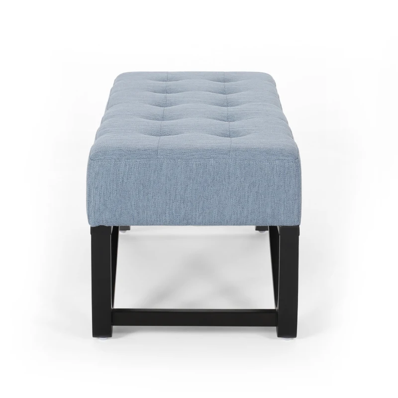Ottoman with Cushioned Top, Sturdy Frame, and Space-Saving Design, 47.25" L x 17.5" W x 16.5" H, Light Blue