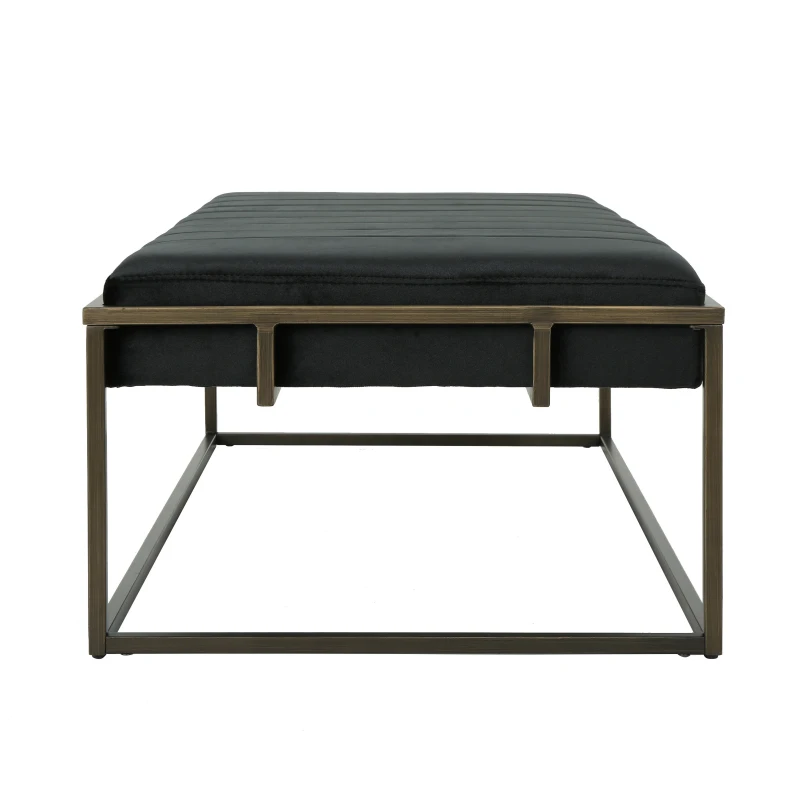 Modern Fabric Ottoman with Cushioned Top, Sturdy Frame, and Space-Saving Design, 49" L x 25" W x 16" H, Black