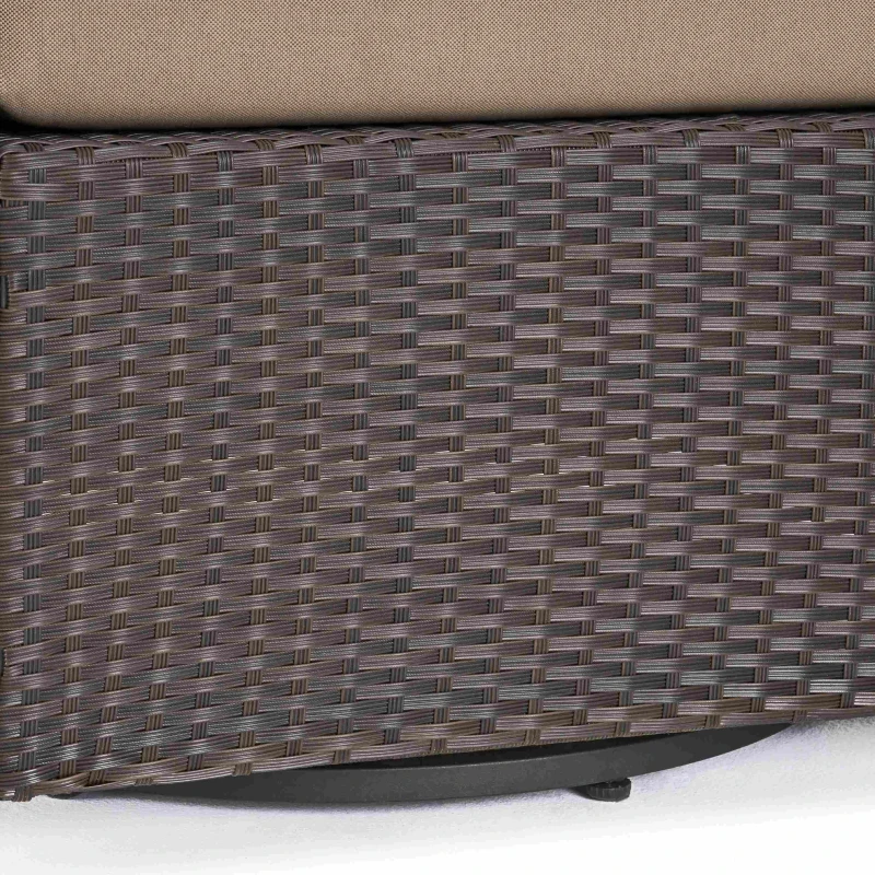Outdoor Wicker Club Chair with Water Resistant Cushions, Swivel Chair, 33.5" L x 31.5" W x 27.75" H, Brown+Beige